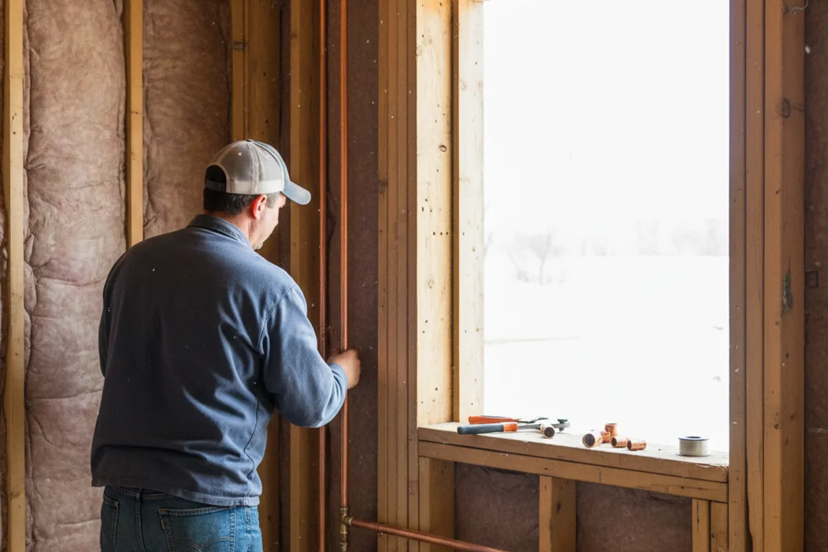 Licensed plumber running new copper supply lines in a Lumberton home