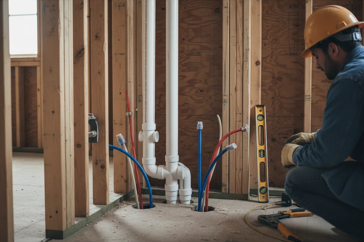 Drain and supply rough-in during Drain Cleaning in Lumberton