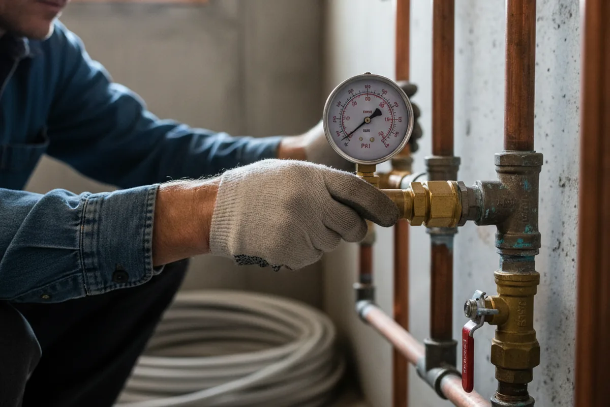 Pressure testing a repaired line during Water Line Repair in Lumberton